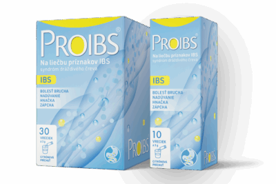 Balíček PROIBS, ktorý pomáha pri zápche, hnačke, nadúvaní a kŕčom v bruchu, ktoré sú spôsobené IBS.
